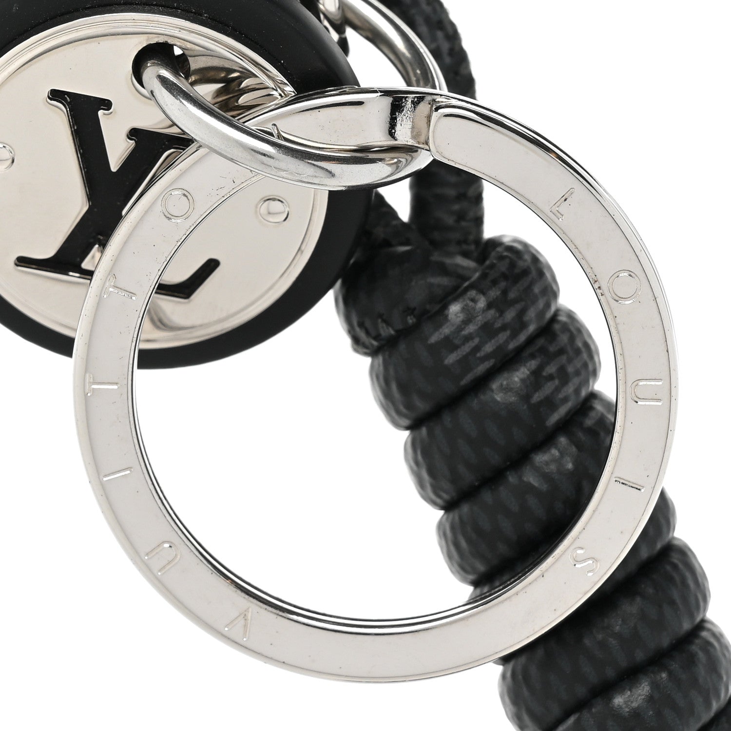 Louis Vuitton Palladium Damier Graphite Rope Bag Charm Key Holder 4 of 4