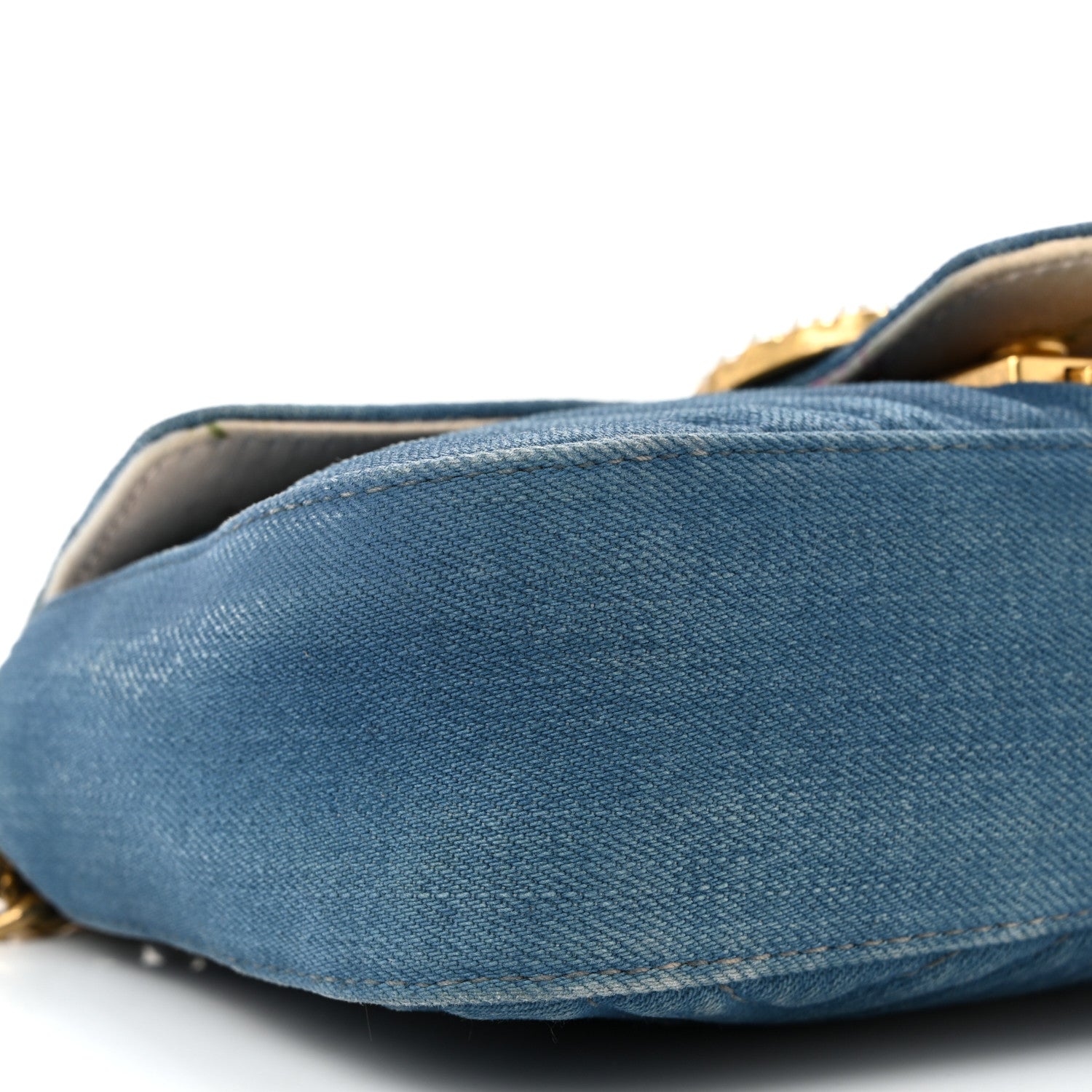 Gucci Denim Matelasse Mini Pearly GG Marmont Shoulder Bag Blue 15 of 31