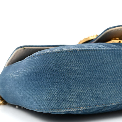 Gucci Denim Matelasse Mini Pearly GG Marmont Shoulder Bag Blue 15 of 31