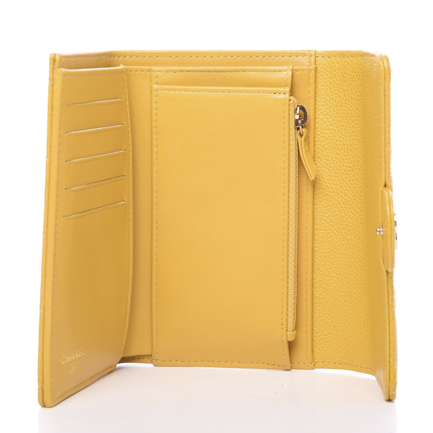 Caviar Quilted Medium Flap Wallet Yellow