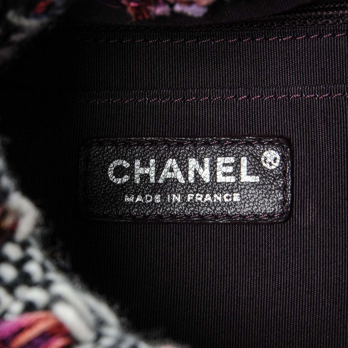 Tweed Lambskin Medium CC Chain Drawstring Tote Multicolor