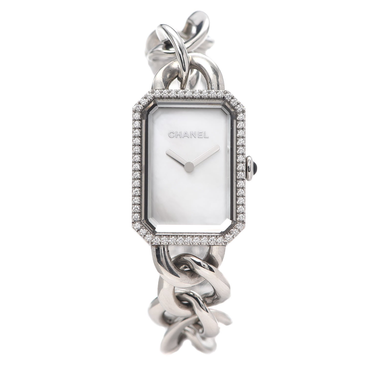Chanel Stainless Steel Diamond Bezel Mother of Pearl 20mm Chain Premiere Quartz Watch 1 of 5