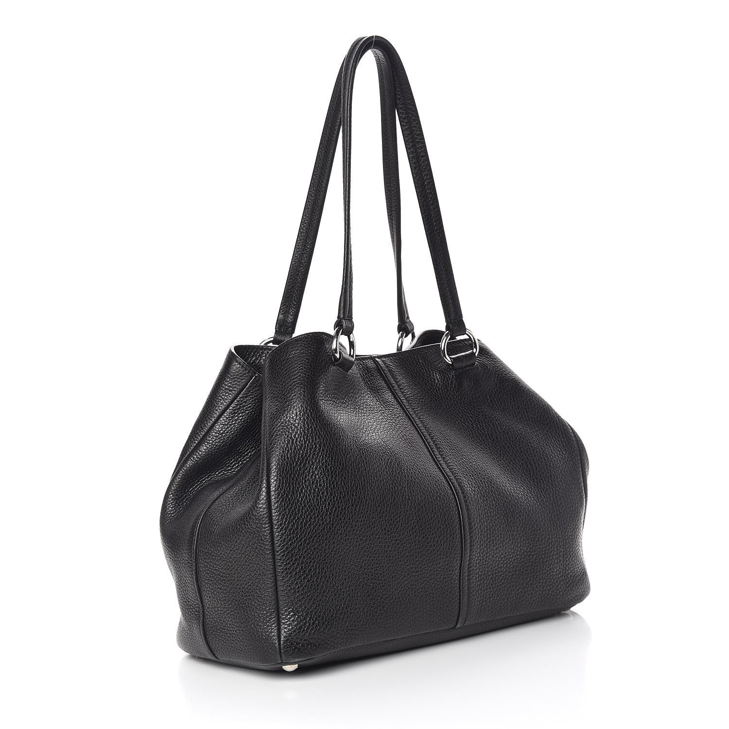 Prada Vitello Daino Pocket Tote Black 3 of 13