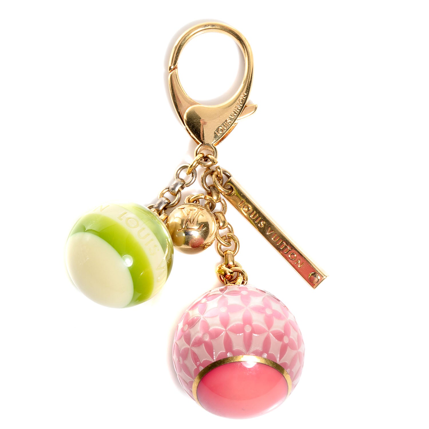 Louis Vuitton Mini Lin Croisette Bag Charm Pink Green 1 of 4