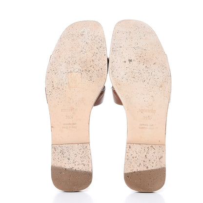 Hermes Box Calfskin Oran Sandals 39.5 Gold 5 of 10
