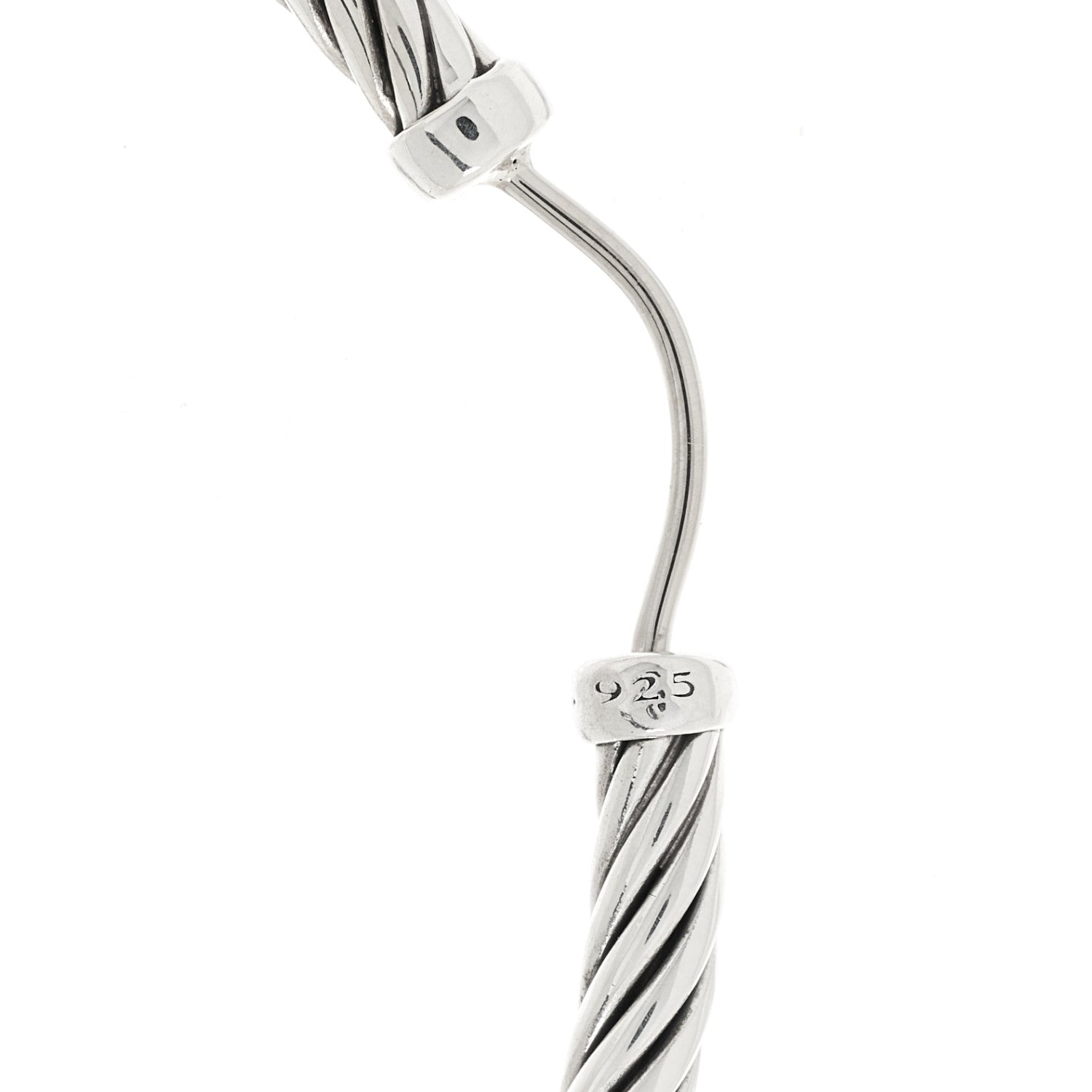 David Yurman Sterling Silver Large Sculpted Cable Hoop Earrings 6 of 7