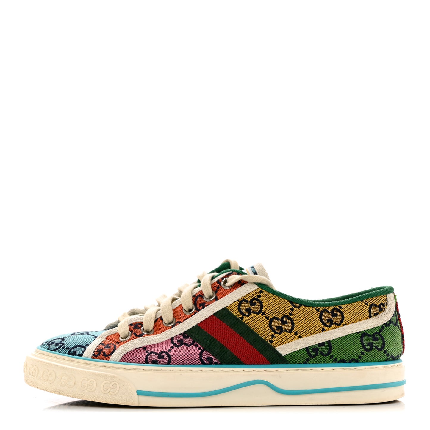 Monogram Multicolor Web Womens 1977 Tennis Sneakers 38 Light Blue Mystic White Tangerine