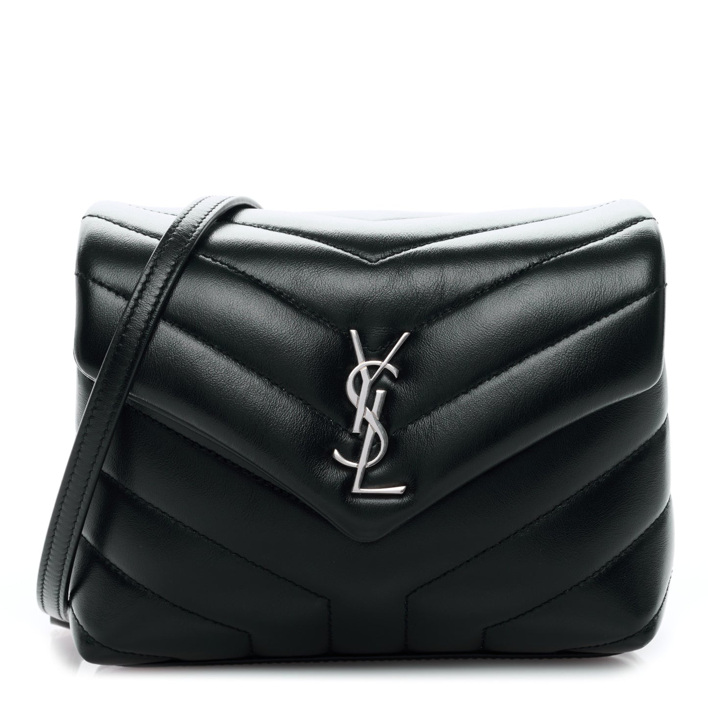 Calfskin Y Quilted Monogram Toy Loulou Crossbody Bag Black