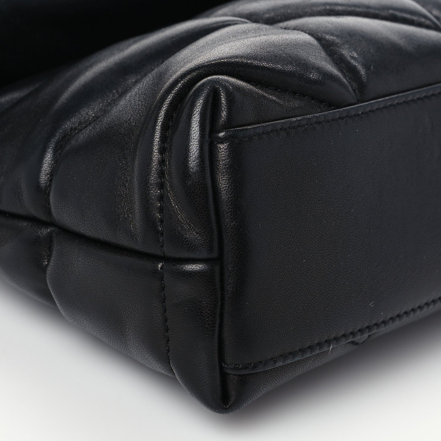 Lambskin Quilted Toy Loulou Puffer Monogram Chain Satchel Black