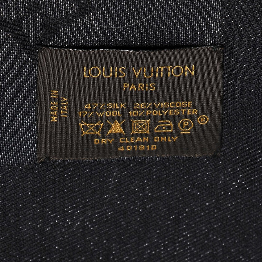 Louis Vuitton Silk Lurex Wool Monogram Shine Shawl Black 4 of 4