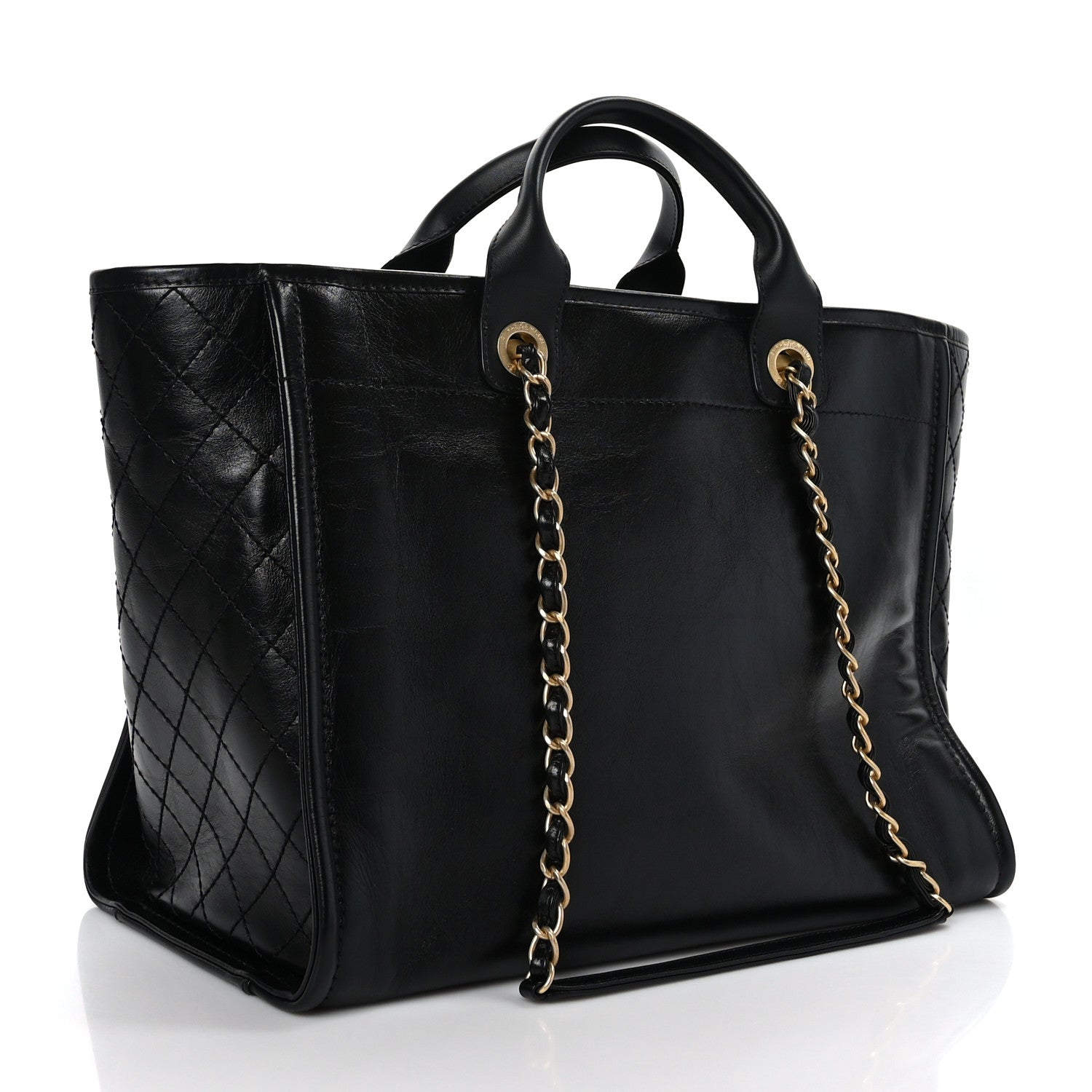 Chanel Aged Calfskin Medium Charms Deauville Tote Black 3 of 9
