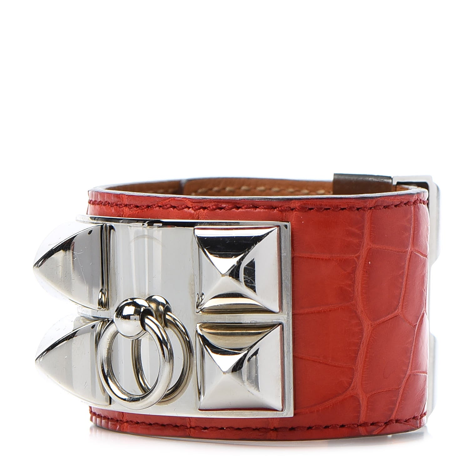 Hermes Shiny Alligator Collier De Chien CDC Bracelet S Geranium 1 of 6
