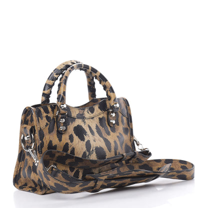 Balenciaga Smooth Calfskin Leopard Print Classic Silver Hardware Mini City Beige 3 of 10