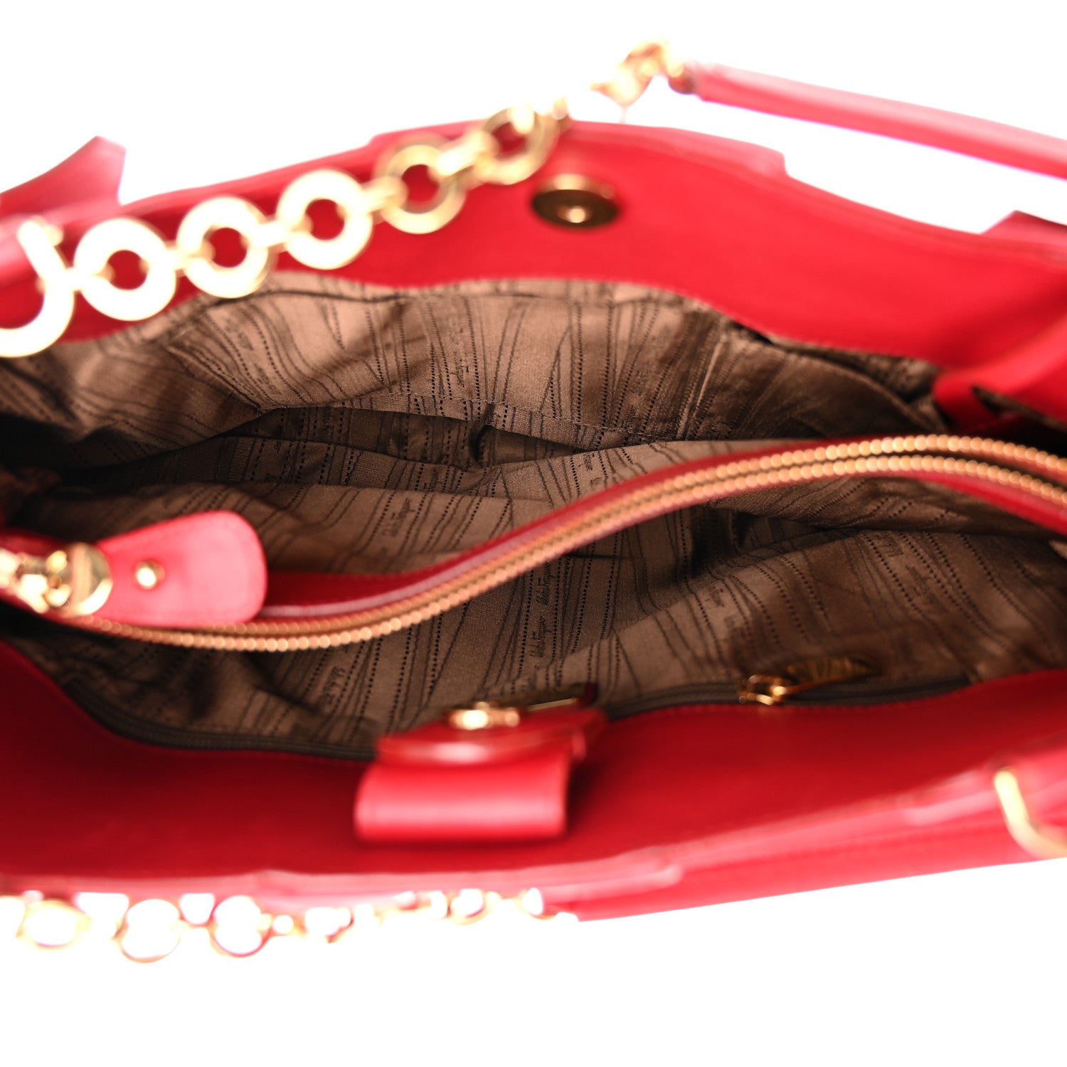 Salvatore Ferragamo Calfskin Chain Gancini Shoulder Bag Red 5 of 12