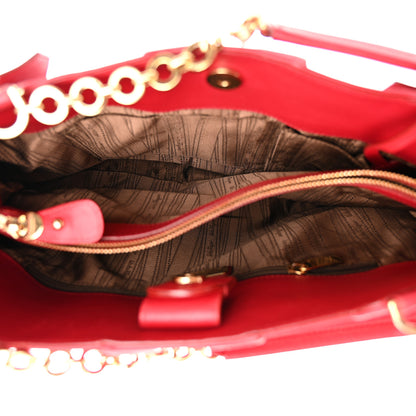 Salvatore Ferragamo Calfskin Chain Gancini Shoulder Bag Red 5 of 12