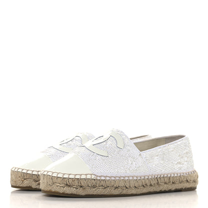 Chanel Patent Sequin CC Espadrilles 40 White 4 of 9