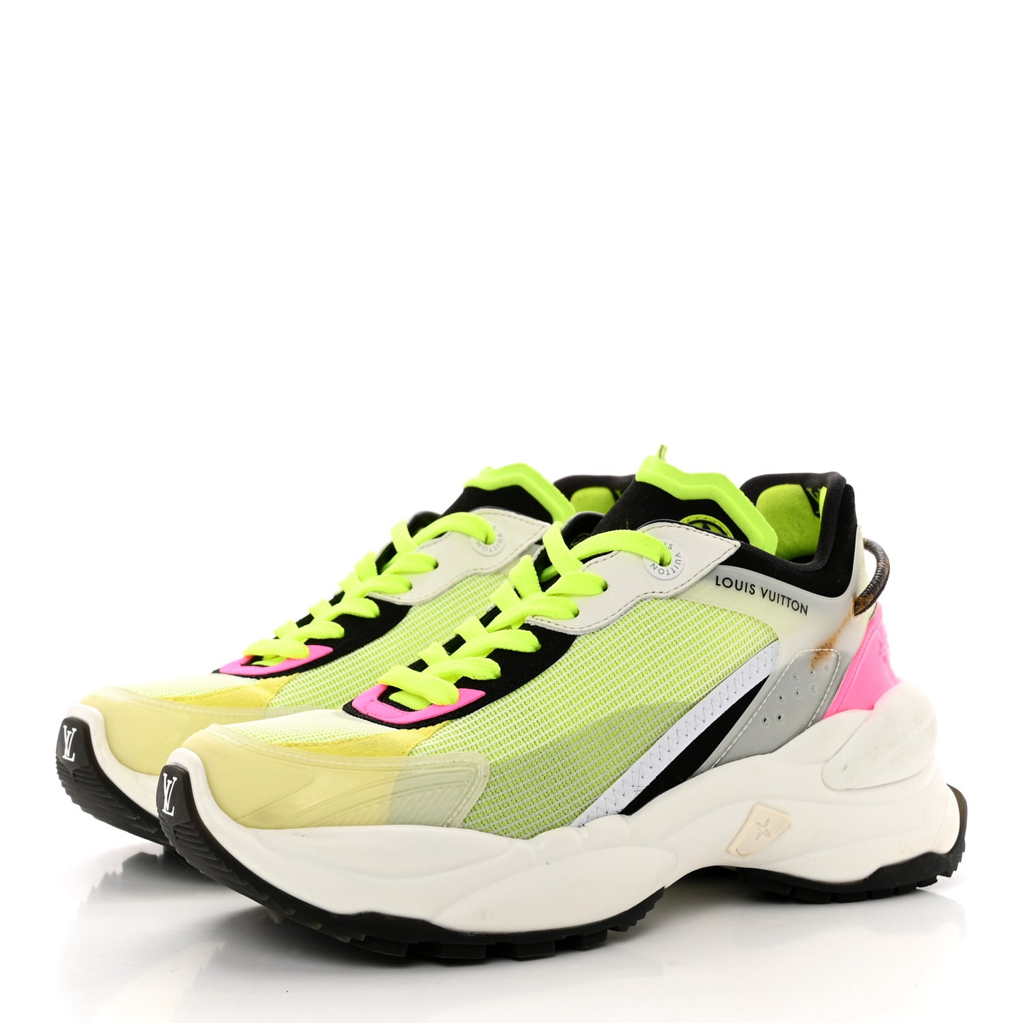 Monogram Calfskin Run 55 Sneakers 36 Pink White Yellow
