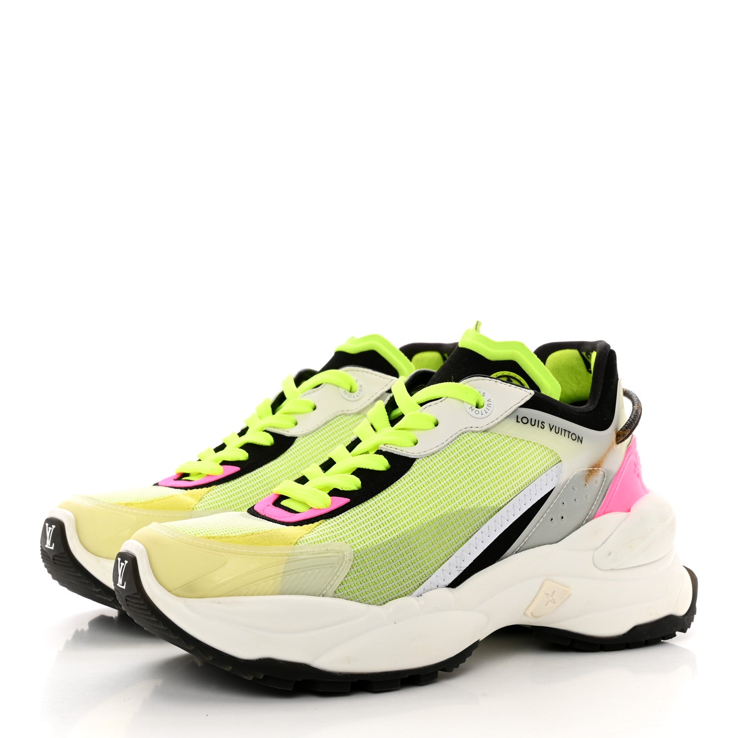 Louis Vuitton Monogram Calfskin Run 55 Sneakers 36 Pink White Yellow 3 of 10