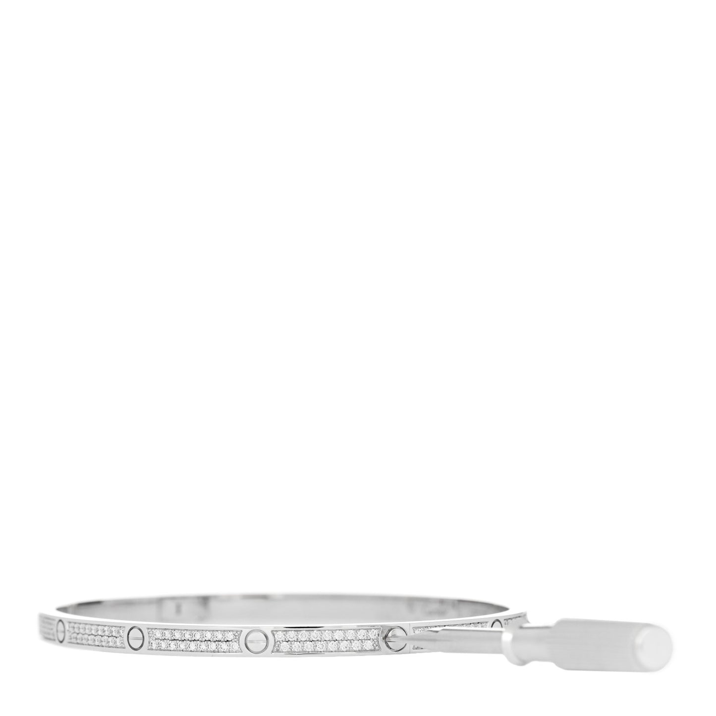 18K White Gold Diamond Small LOVE Paved Bracelet 19