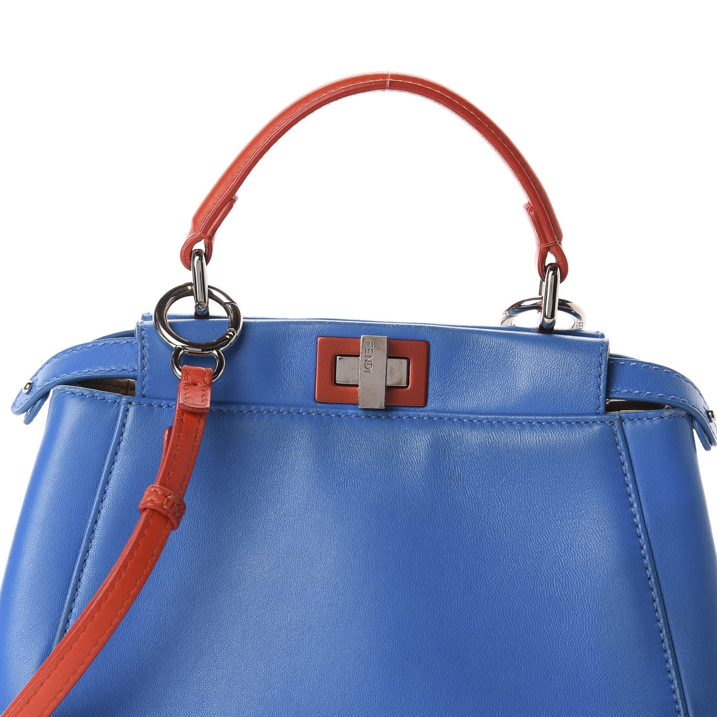 Nappa Colorblock Mini Peekaboo Iconic Satchel Blue Royal Papavero Cuoio