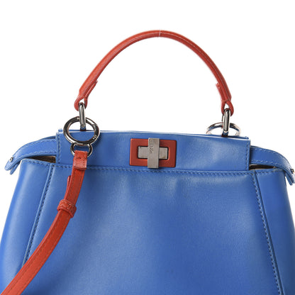 Fendi Nappa Colorblock Mini Peekaboo Iconic Satchel Blue Royal Papavero Cuoio 13 of 13