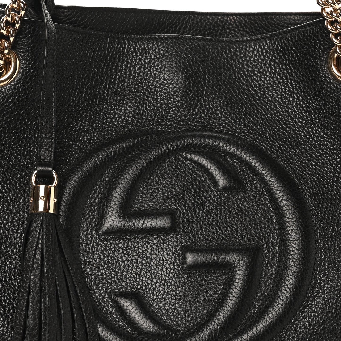 Pebbled Calfskin Medium Soho Chain Shoulder Bag Black