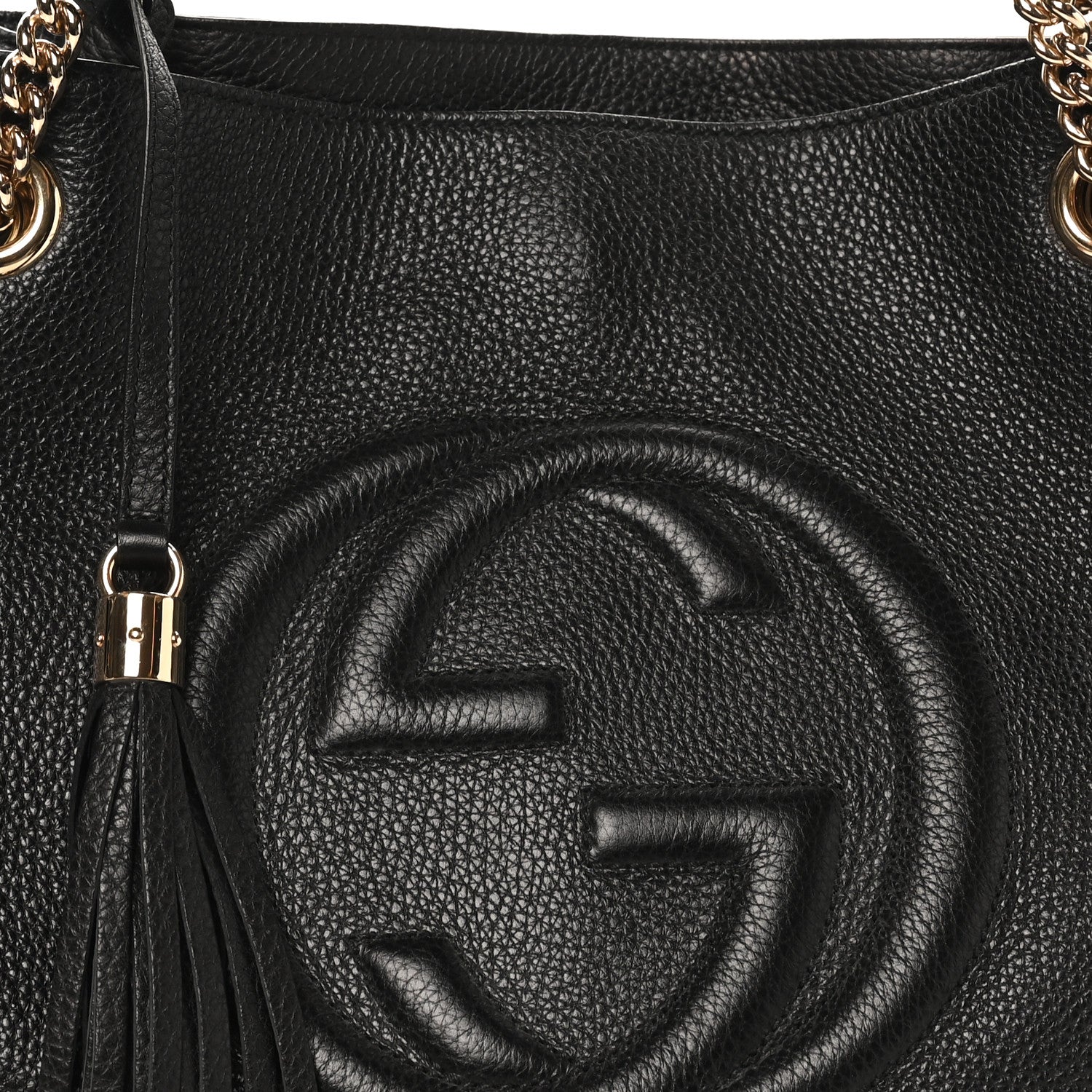 Gucci Pebbled Calfskin Medium Soho Chain Shoulder Bag Black 8 of 10