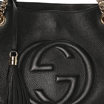 Gucci Pebbled Calfskin Medium Soho Chain Shoulder Bag Black 8 of 10