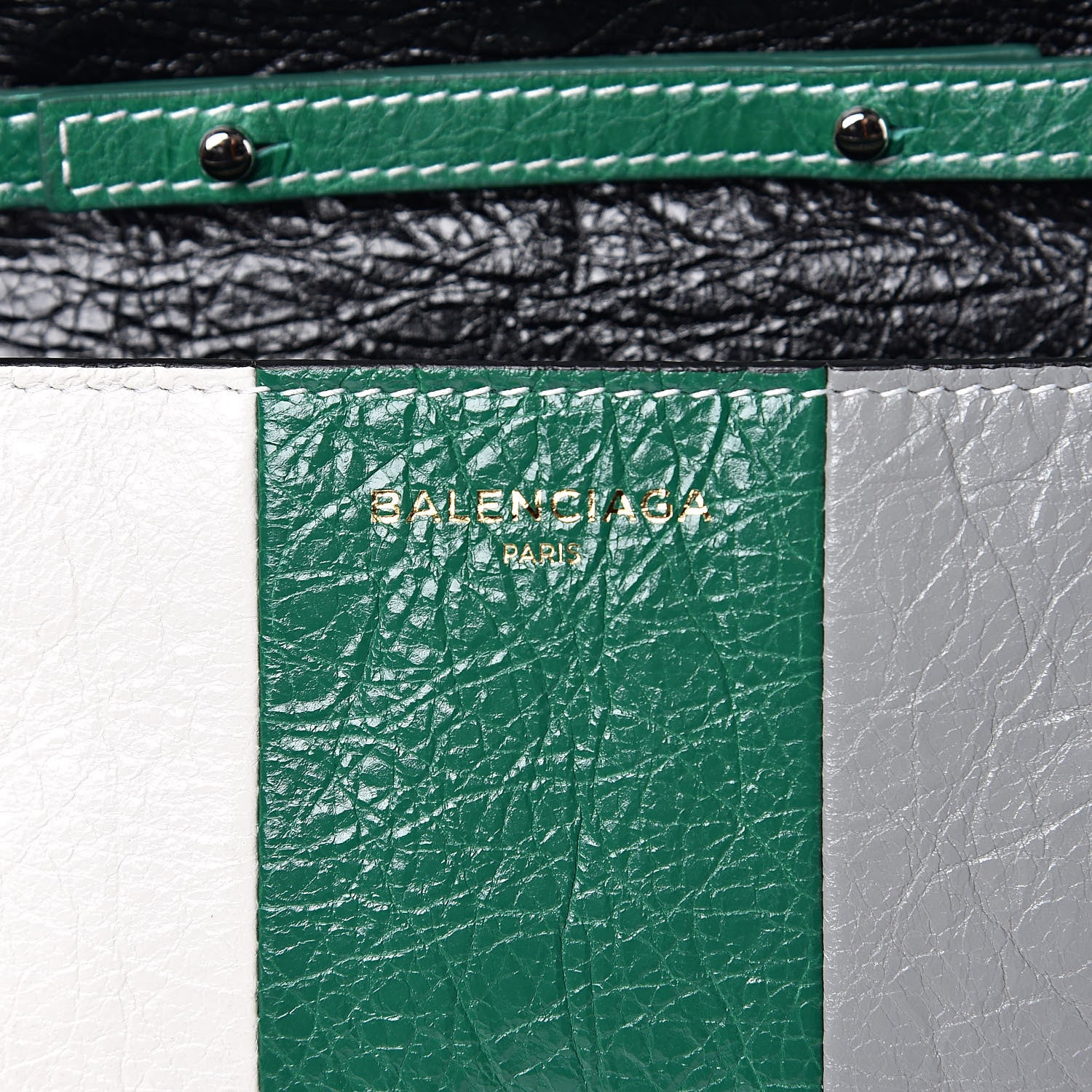 Balenciaga Agneau Arena Multicolore Bazar Chain Shoulder Bag Green Grey Black 8 of 10
