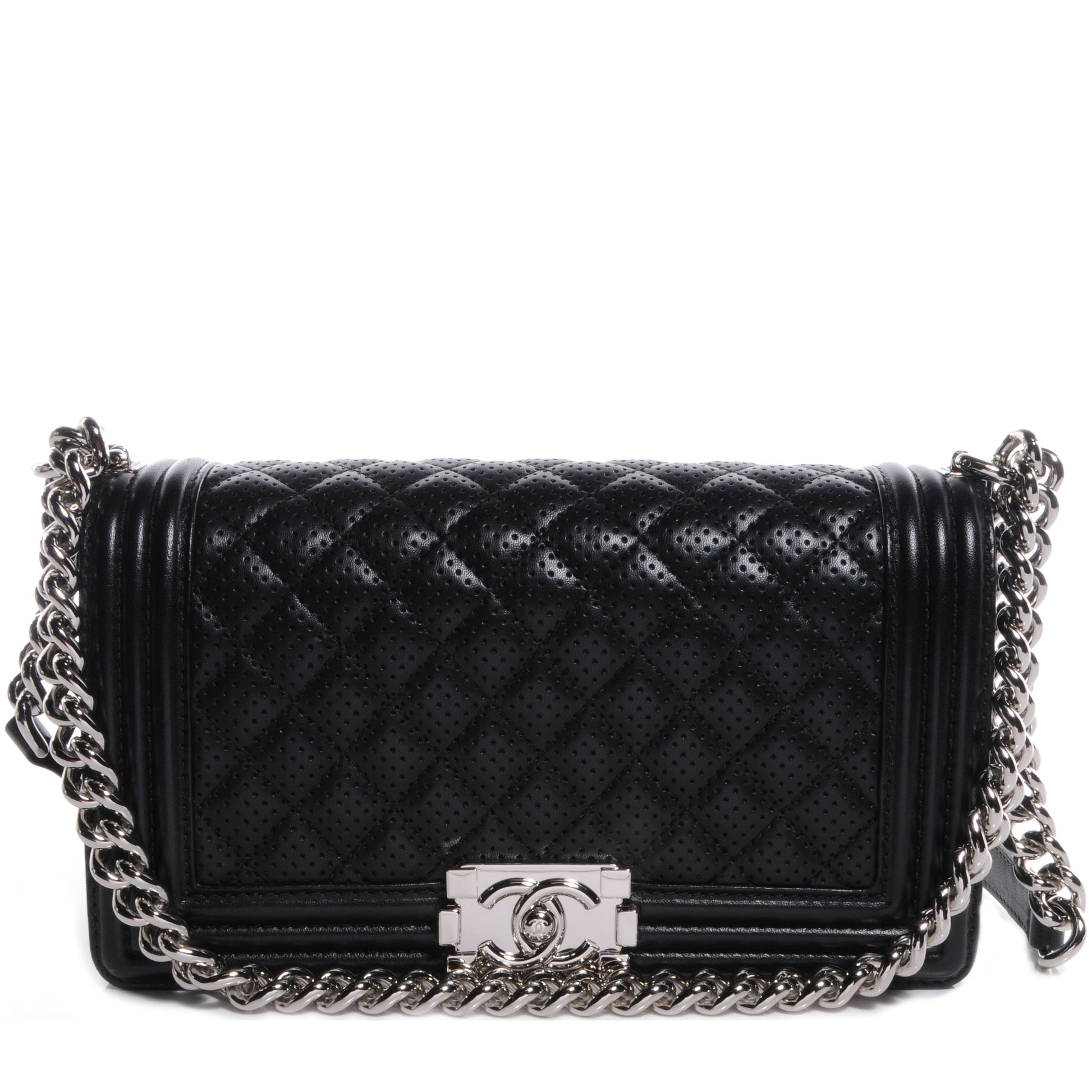 Chanel Perforated Lambskin Medium Boy Flap Black 1 of 9
