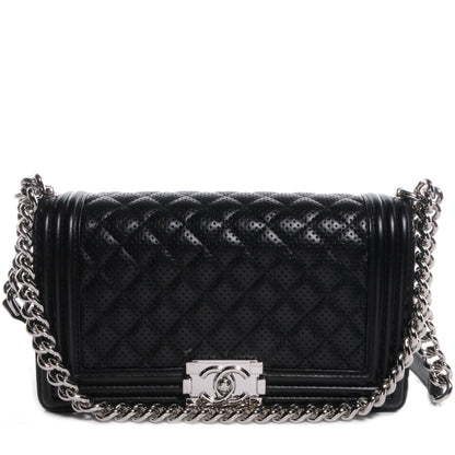 Chanel Perforated Lambskin Medium Boy Flap Black 1 of 9