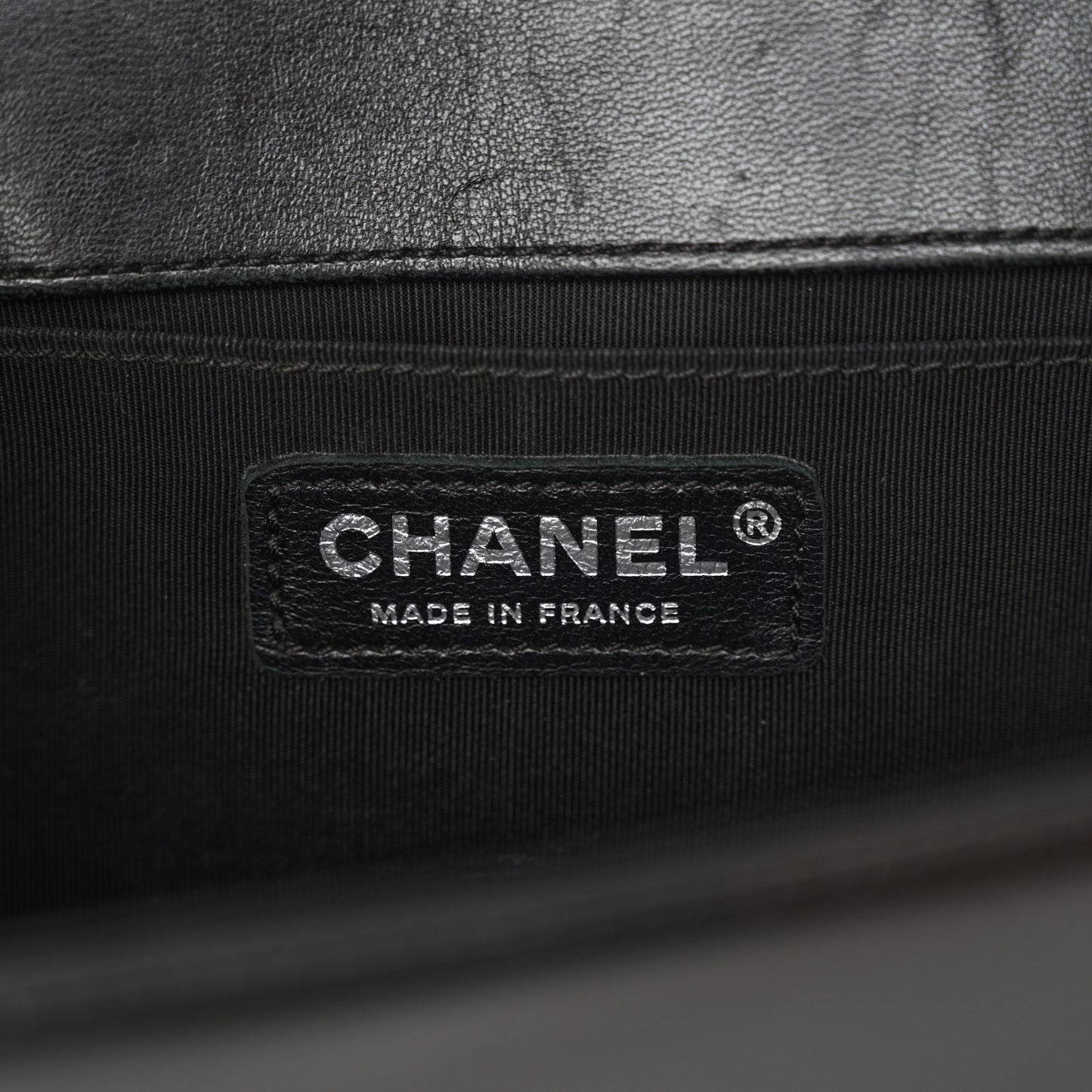 Glazed Calfskin Medium Boy Flap Black