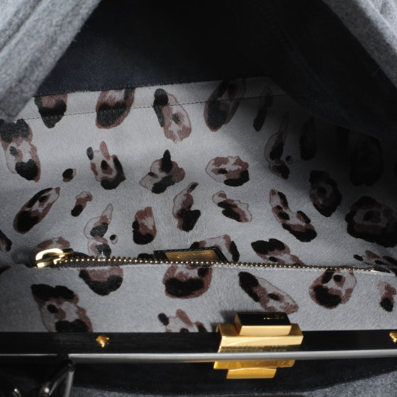 Fendi Flannel Large Peekaboo Iconic Satchel Grey 9 of 9