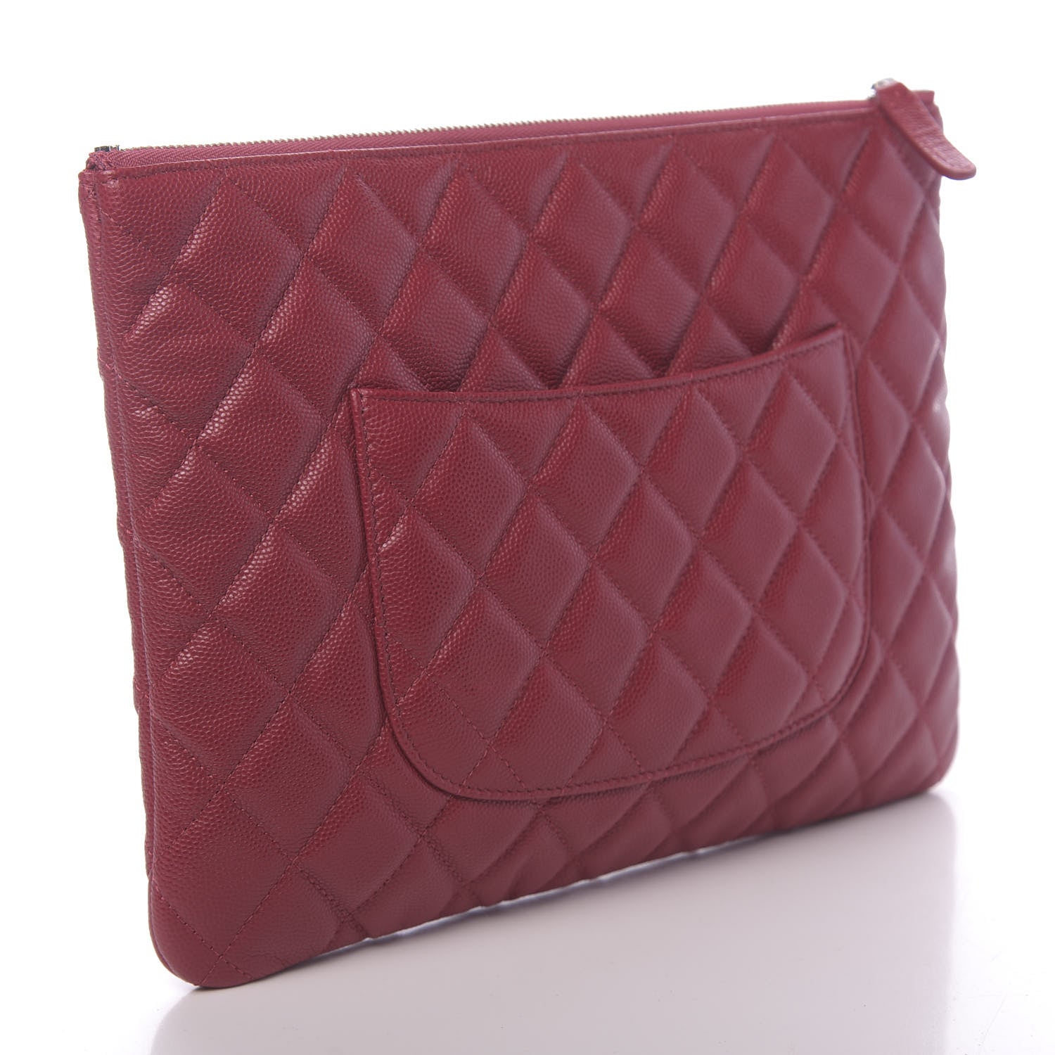 Chanel Caviar Quilted Medium Cosmetic Case Dark Red 3 of 9