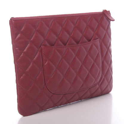 Chanel Caviar Quilted Medium Cosmetic Case Dark Red 3 of 9