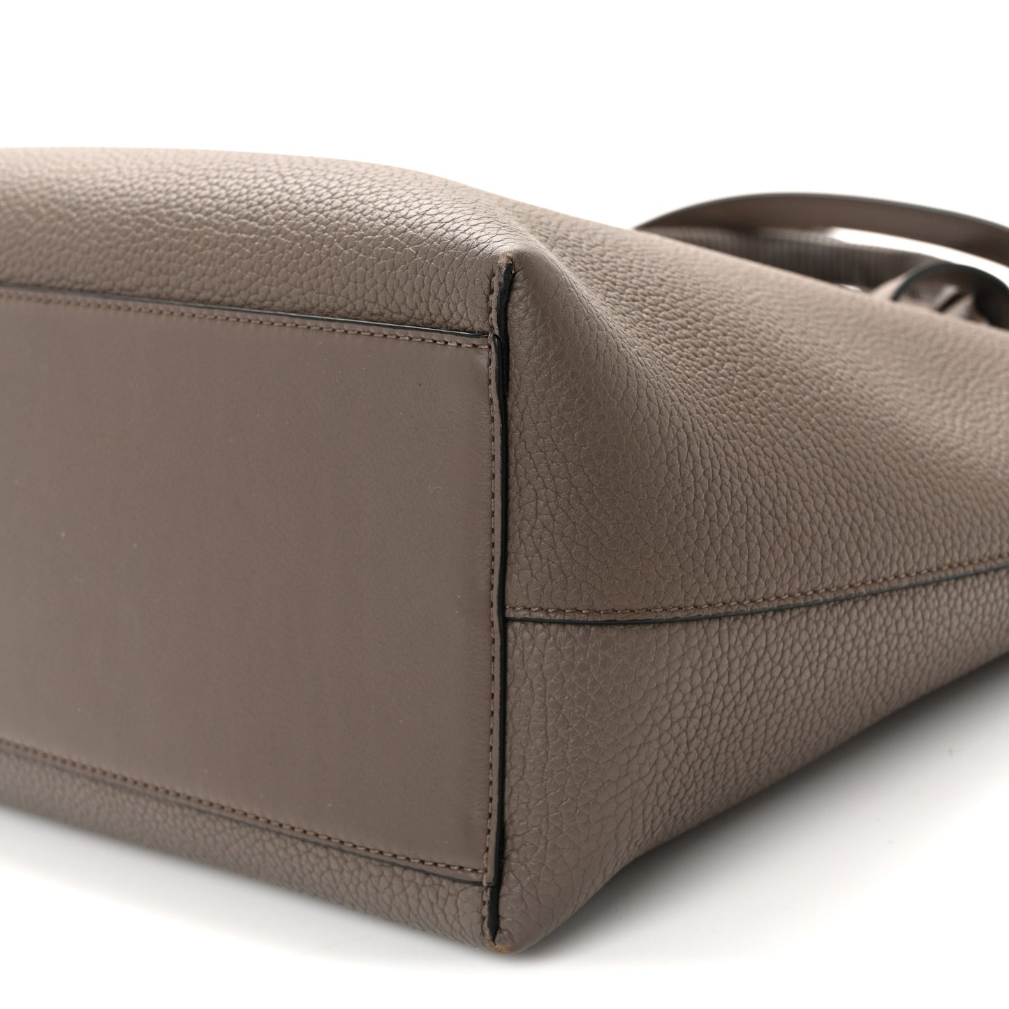 Grained Calfskin Small Anagram Tote Dark Taupe