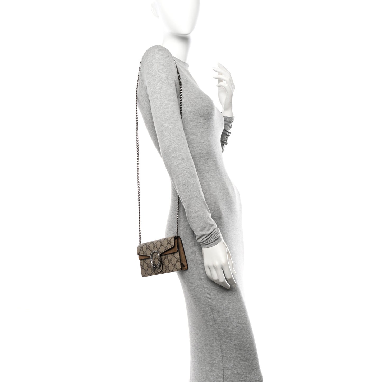 GG Supreme Monogram Super Mini Dionysus Shoulder Bag Taupe