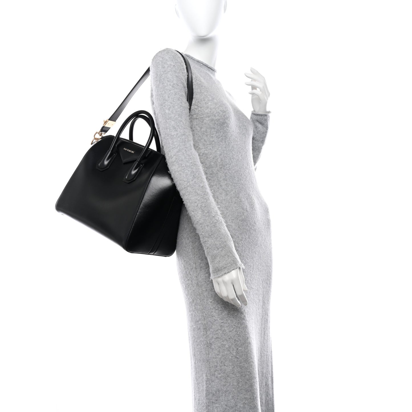 Shiny Lord Calfskin Medium Antigona Black