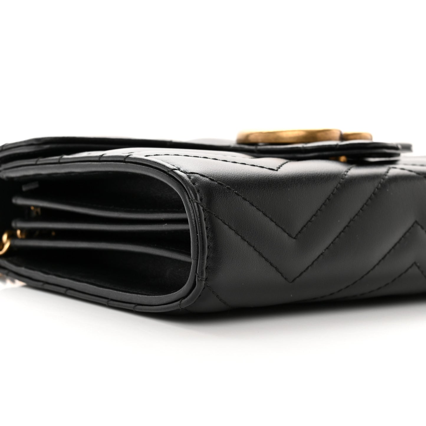 Calfskin Matelasse GG Marmont Chain Wallet Black