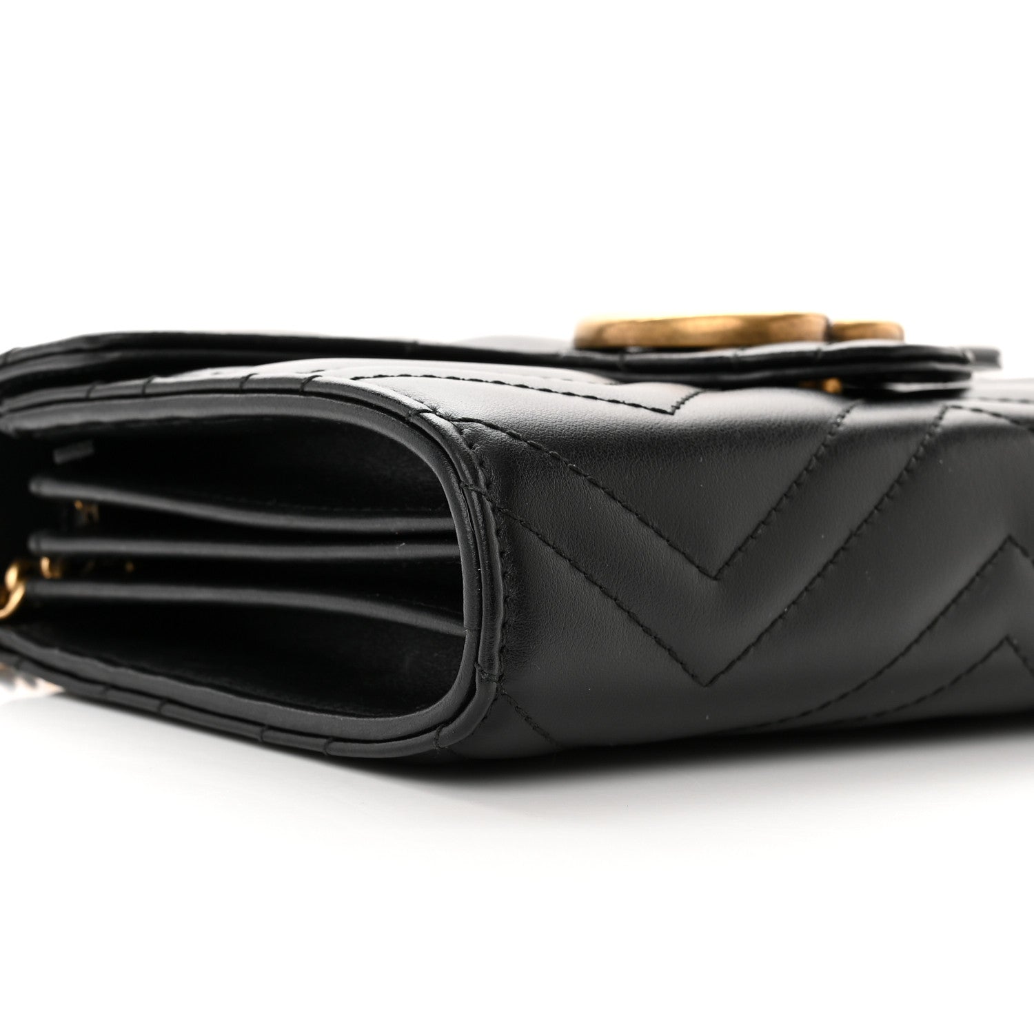 Gucci Calfskin Matelasse GG Marmont Chain Wallet Black 8 of 13