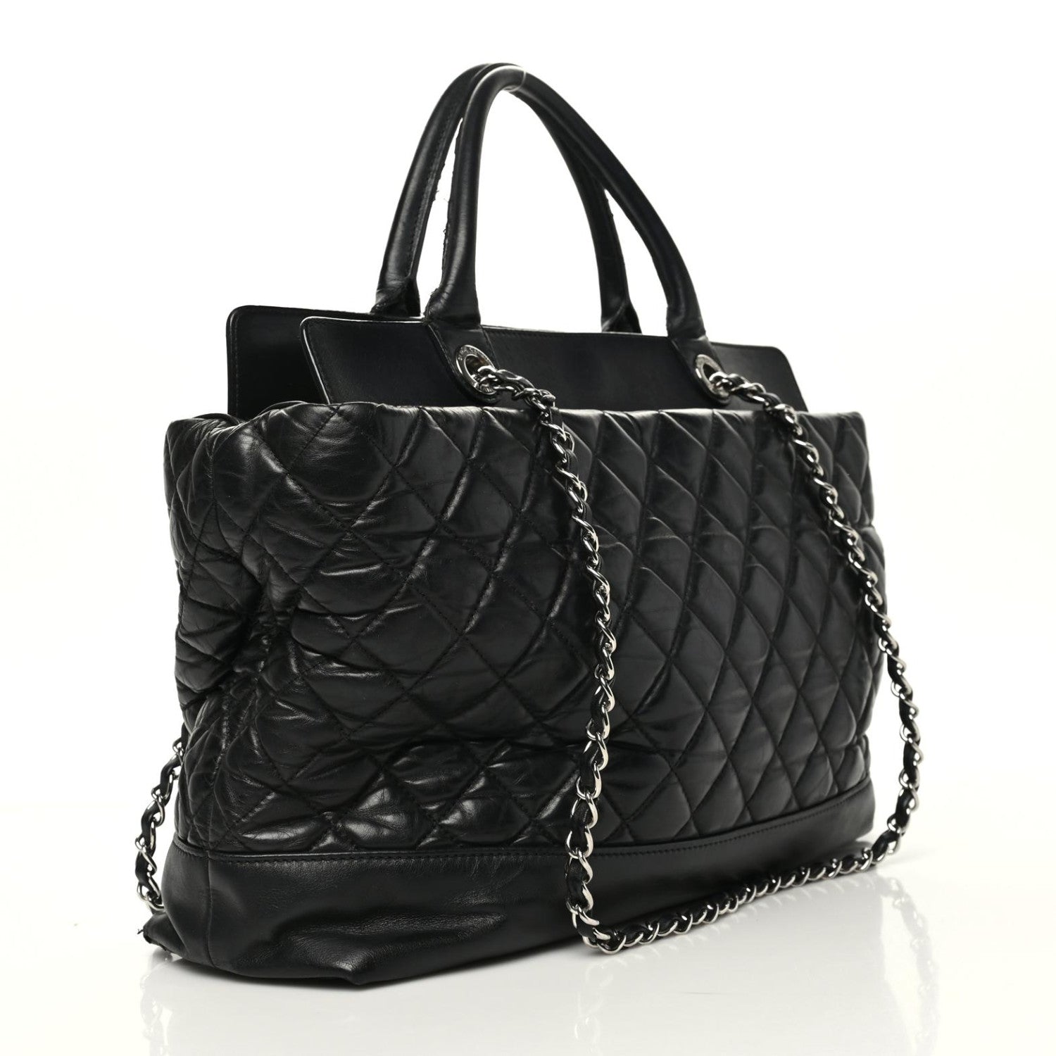 Chanel Aged Calfskin Quilted Be CC Tote Black 2 of 12