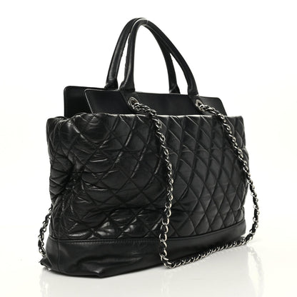 Chanel Aged Calfskin Quilted Be CC Tote Black 2 of 12