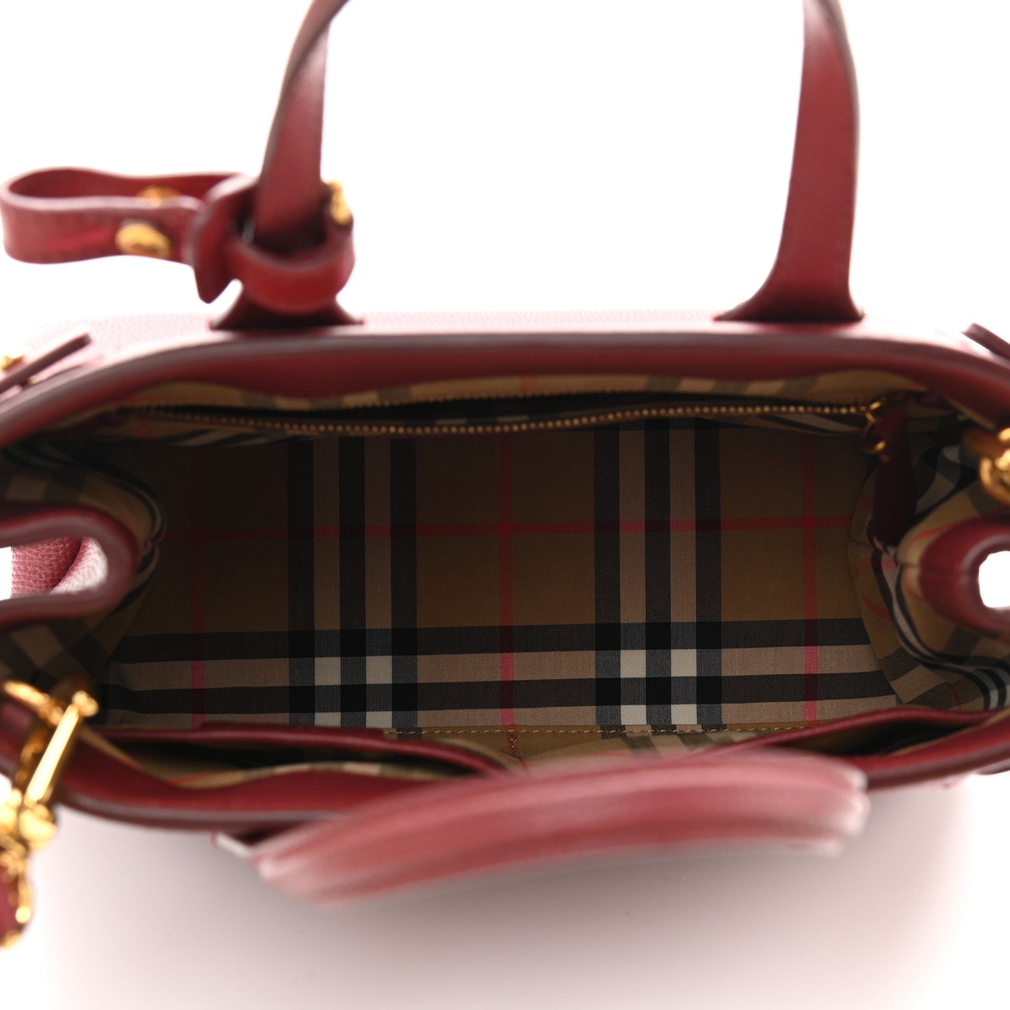 Derby Calfskin House Check Small Banner Tote Russet Red