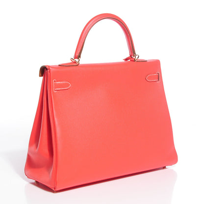 Hermes Epsom Verso Kelly Retourne 35 Rose Jaipur Gold 3 of 29