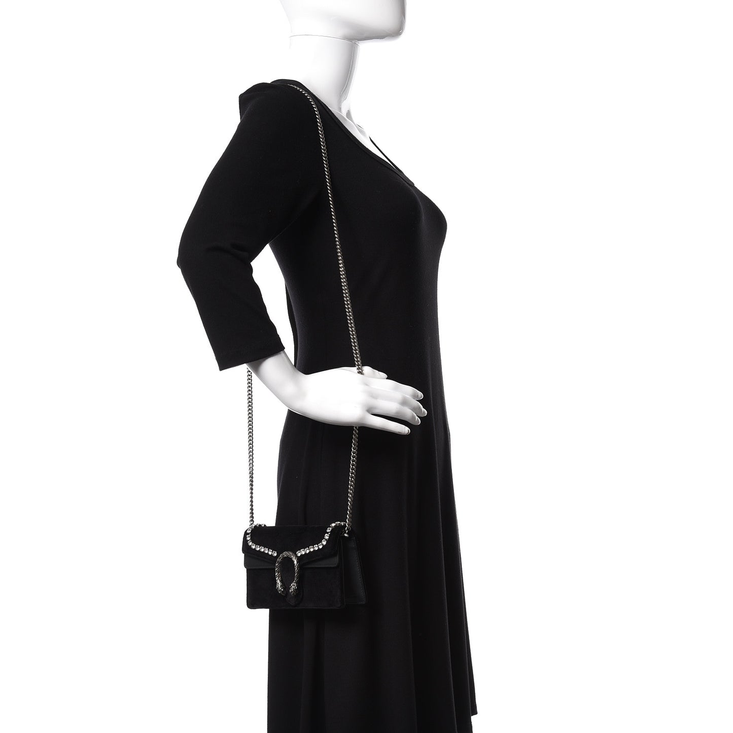 Velvet Crystal Super Mini Dionysus Shoulder Bag Black