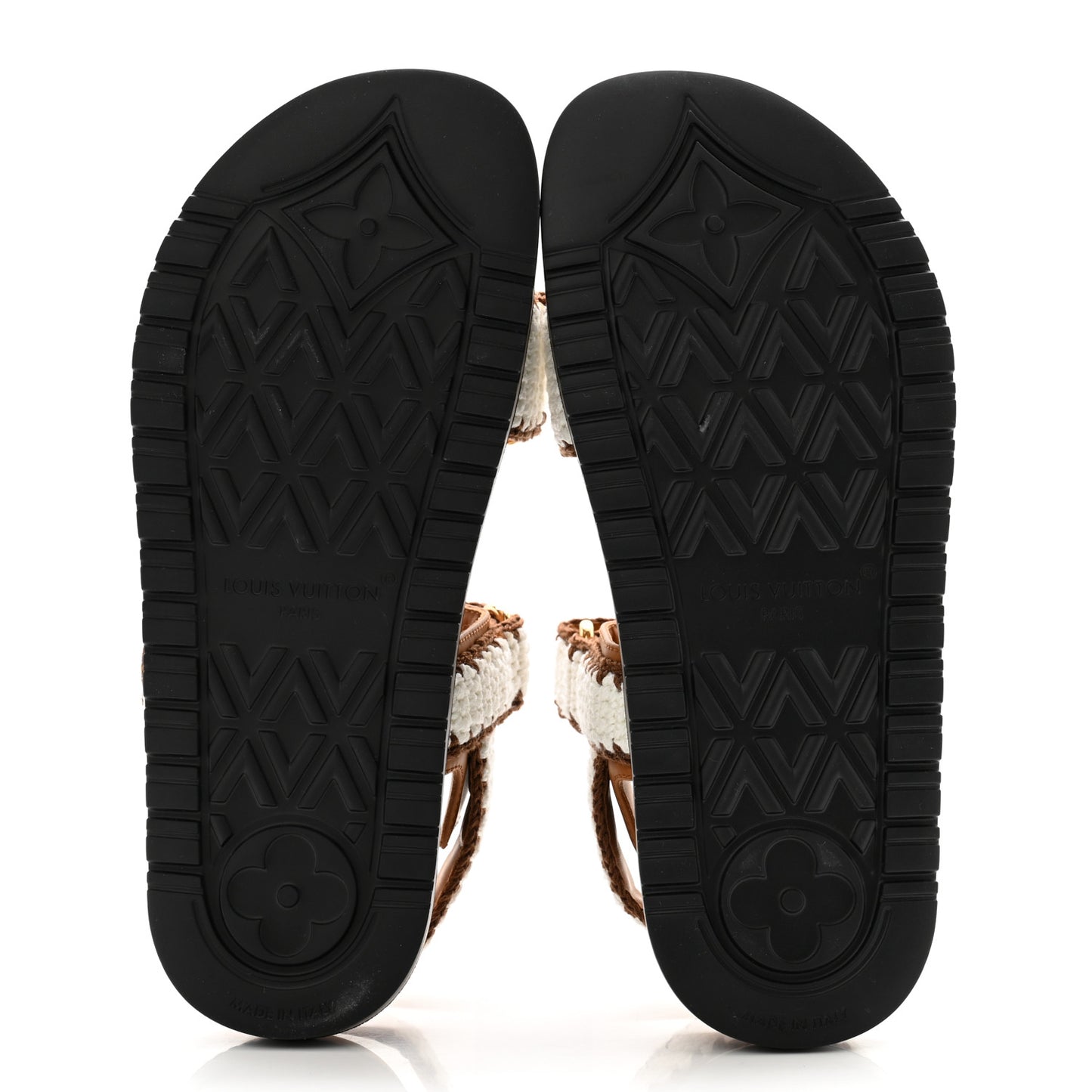 Cotton Crochet LV Sunset Comfort Flat Sandals 37 Cacao Brown