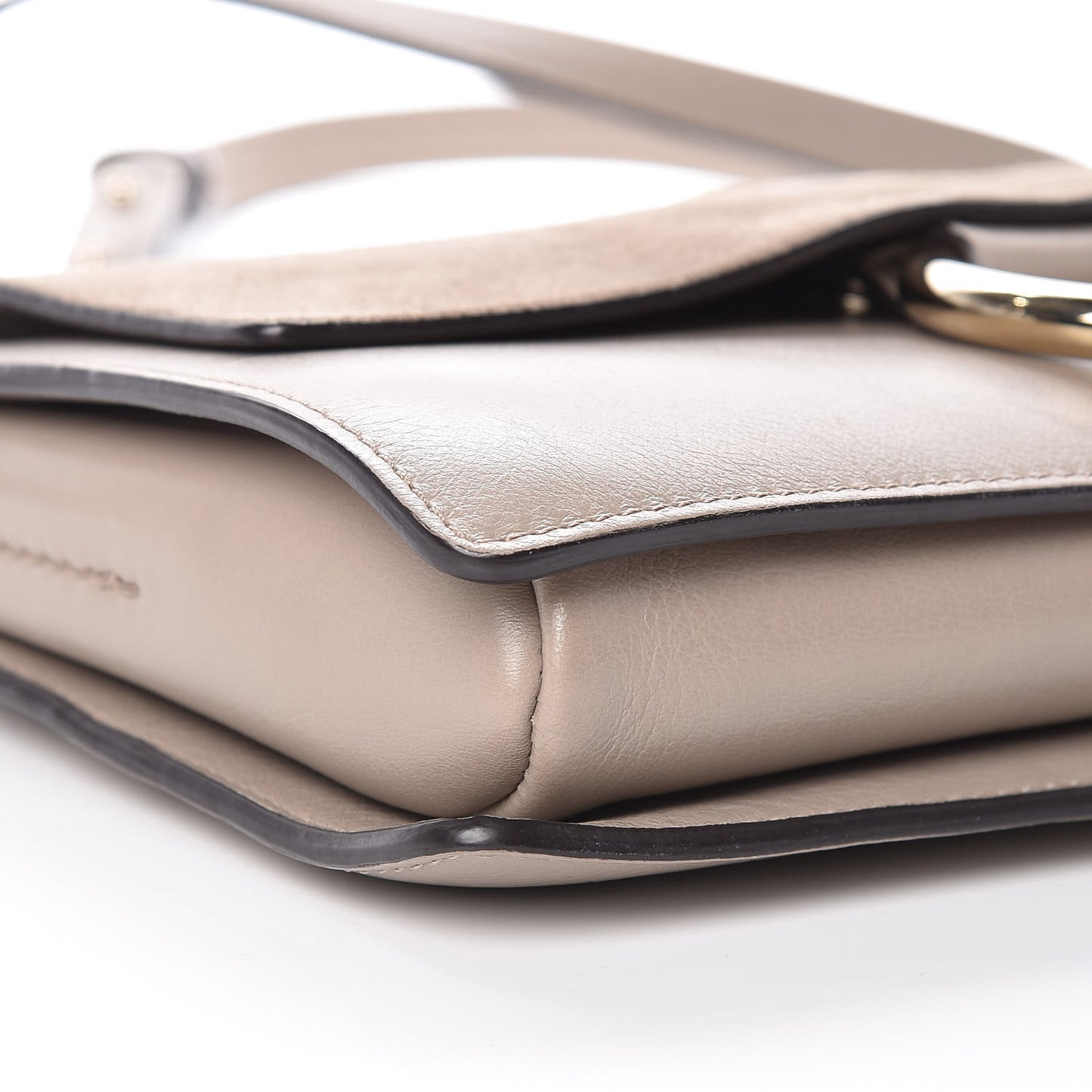 Suede Calfskin Small Faye Shoulder Bag Motty Grey