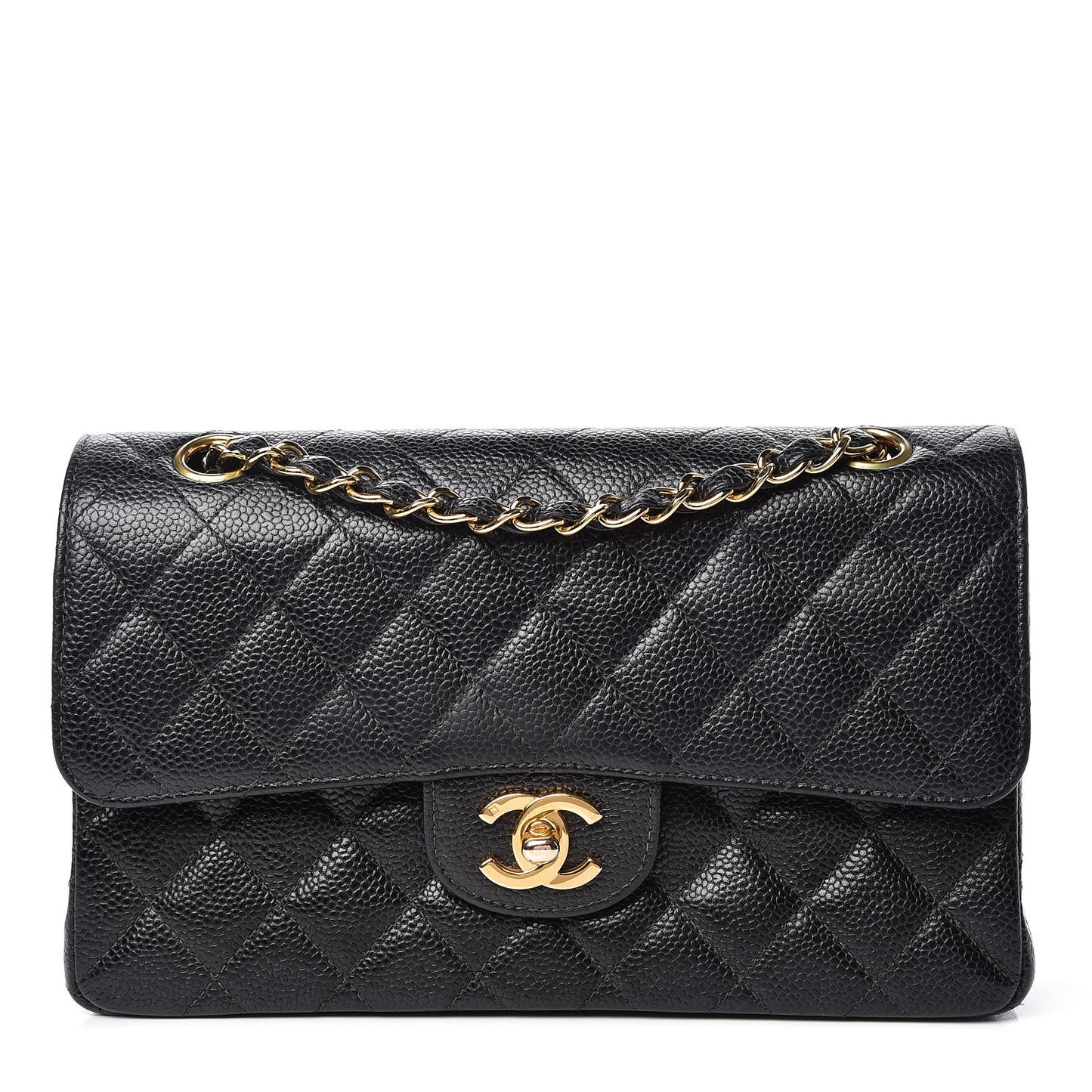 Caviar Quilted Small Double Flap Black