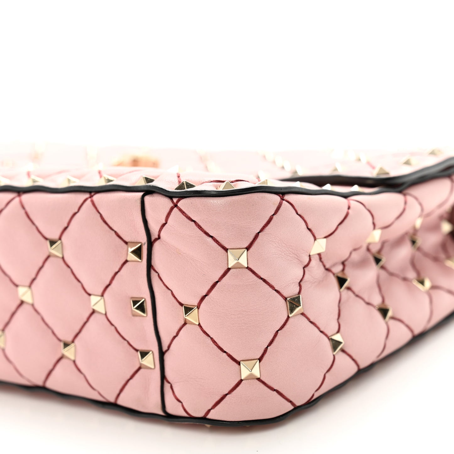 Lambskin Medium Rockstud Spike Shoulder Bag Poudre