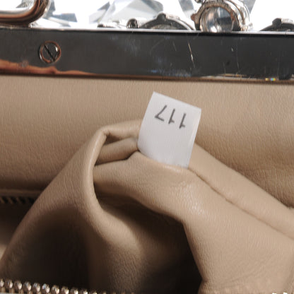 Prada Spazzolato Crystal Encrusted Clutch White 6 of 7